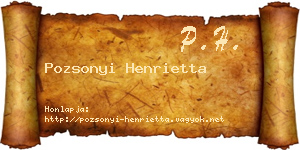 Pozsonyi Henrietta névjegykártya
